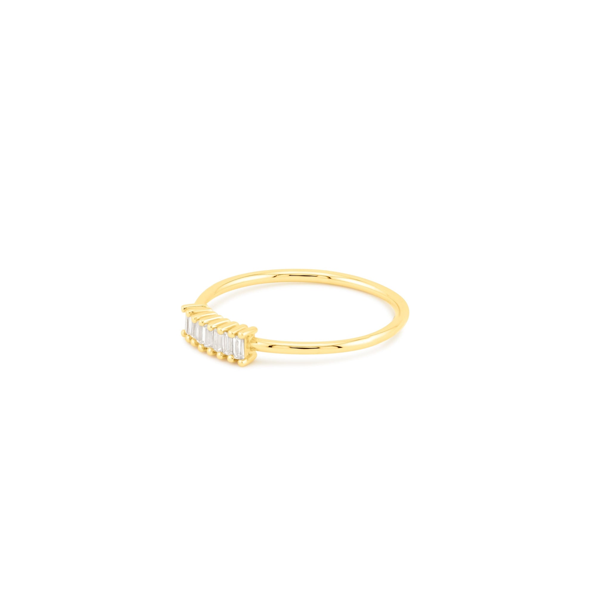 Baguette Stud Ring - 14K Gold
