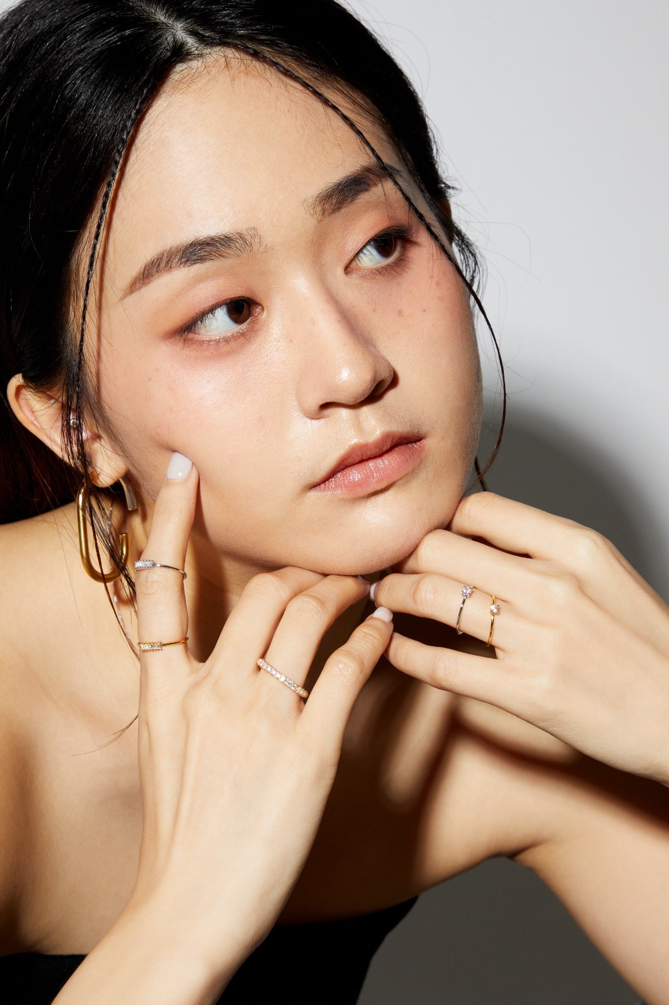 Baguette Stud Ring - 14K Gold
