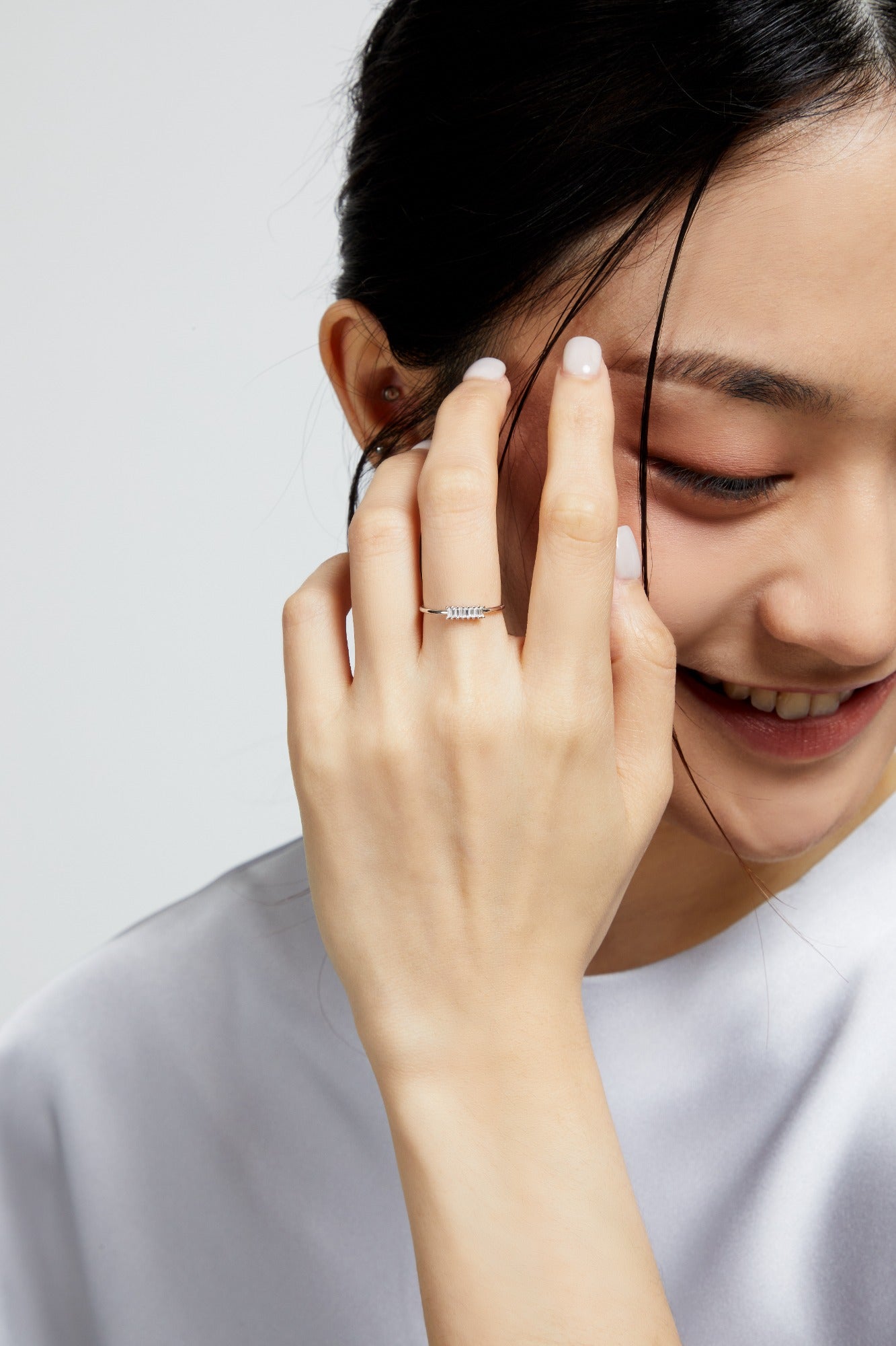 Baguette Stud Ring
